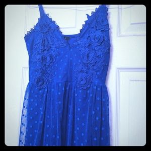 Steps New York Passion Blue Floral Emroider Dress